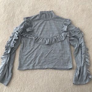 H&M Grey Ruffled Sweater